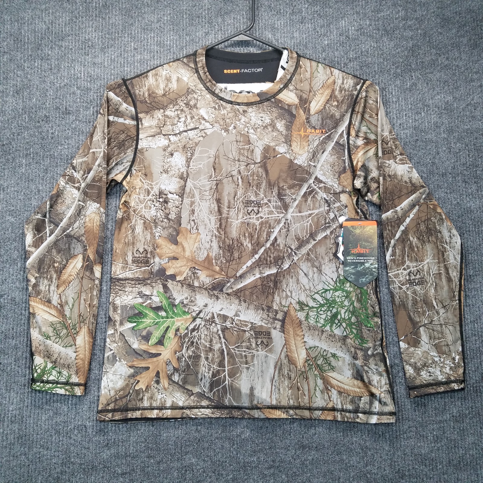 Habit Scent Factor Shirt Mens Medium M Brown Realtree Edge Camouflage Reversible
