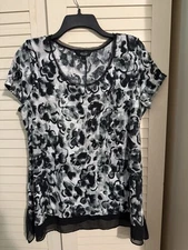 Simply Vera Vera Wang Short Sleeve Top Shirt Green, Black Large