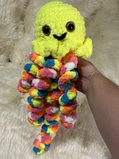 Jellyfish 16  Amigurumi Plushie Green Multicolored Hand Crochet