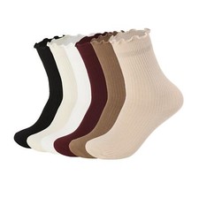 Ruffle Socks Women Cotton Socks Cute White Socks for Women Girls Lettuce Edge...