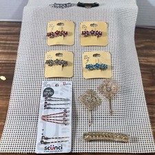 Hair Clip Lot 10 Pieces Gold/Silver Tone Settings w Faux Diamonds  Rhinestones