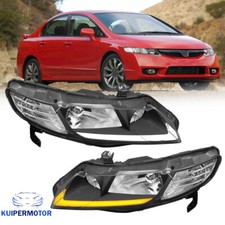 Set LED DRL Headlights Sequential Signal Lamps For 2006-2011 Honda Civic Sedan