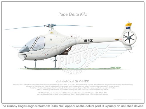 Guimbal Cabri G2 2020 VH-PDK - Estampado de perfil A3+ - Imagen 2 de 4