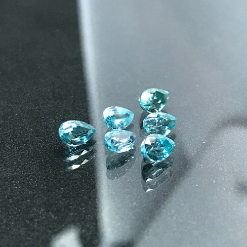 ZIRCON 6 Pcs Set 4.39ct Blue Pear 6.1x4.1x3.1mm Natural VS Clarity from CAMBODIA - Foto 9 di 11