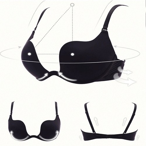 Women Bra Ultra Deep V Push Up Brassiere Plunge Sexy Lingerie Thick Pad Bralette - Picture 18 of 40