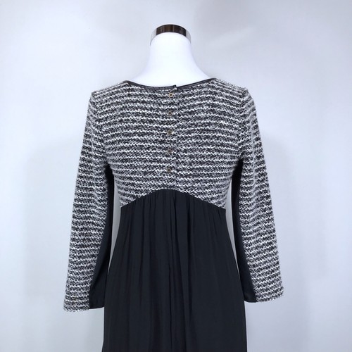 Anthropologie Maeve Boucle Knit Swing Dress Black White Marled 3/4 Sleeve Size S - Picture 8 of 12