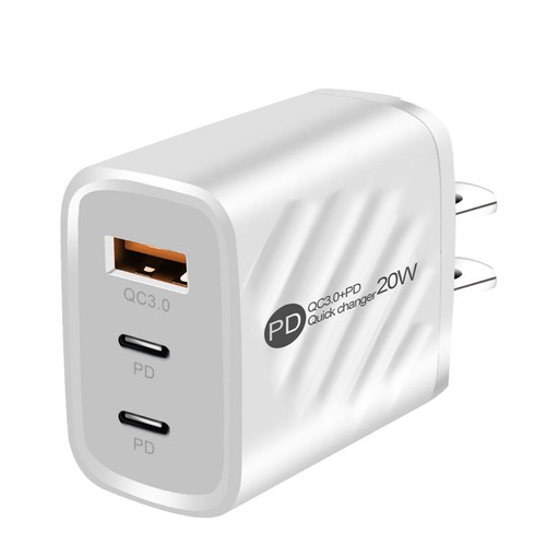 Bloc Chargeur Rapide 20W USB + Adaptateur Mural Double Port PD USB Type C - Photo 14 sur 18