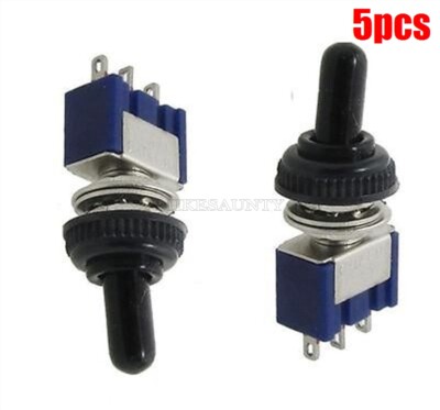 5Pcs Waterproof Cover Cap 3 Position Spdt Toggle Switch 125V 6A On/Off/On New qy