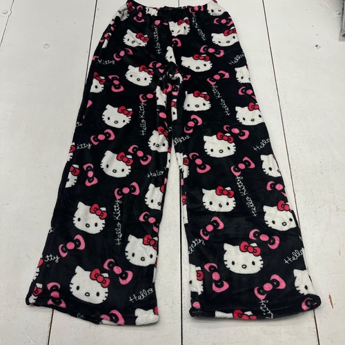 HNRM Black Hello Kitty Plush Pajama Pants Pockets Girls Youth SIze Small NEW