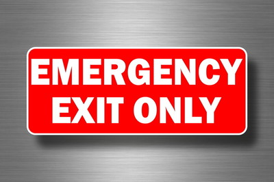 aufkleber sticker EMERGENCY EXIT ONLY service Geschäft restaurant A4 size