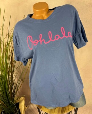NEU TOP T SHIRT  Oohlala Schriftzug TREND BLAU  36 38 40