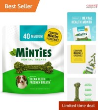 Dental Chews for Dogs - 40 Vet-Approved Treats for Fresh Breath Clean Teeth