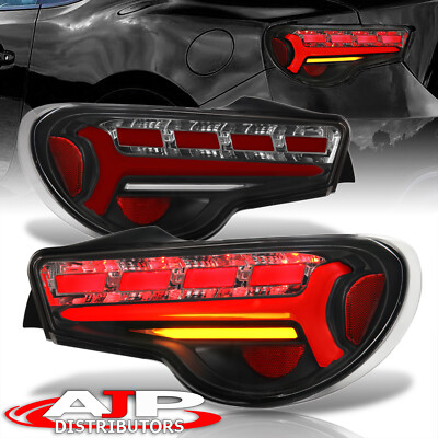 JDM LED Red Tube Black Brake Tail Lights For 2013-2020 Subaru BRZ Toyota FRS 86