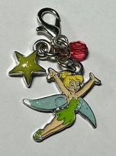 Disney Tinkerbell Dangle Charm Clasp Silver Yellow Star Red Bead