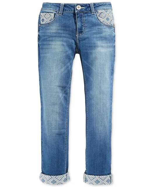 Cotton Blend Boyfriend Jeans for Girls