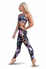 dancewear, NWT, leggings  bra top, floral print, Danshuz brand, Size LA