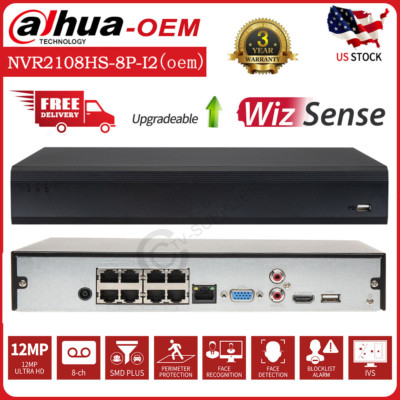 Dahua WizSense 12MP 8CH 8PoE NVR2108HS-8P-I2(oem)  AI NVR SMD Plus 2/4/6 TB HDD