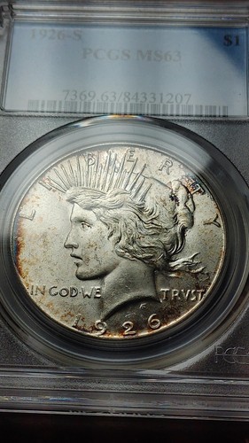 1926 S Peace Silver Dollar $1 PCGS MS63 Pretty Toning 5061 - Picture 4 of 6