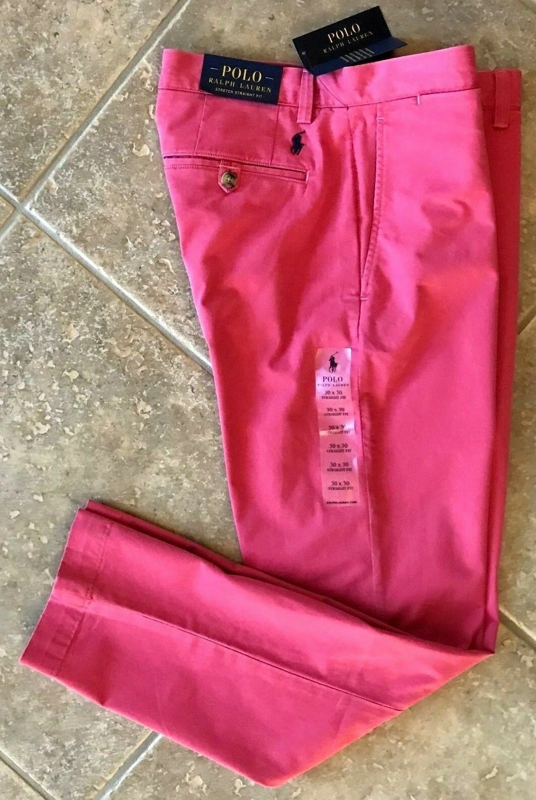 Polo Ralph Lauren Flat Front Chino Pants 32 32 Nantuckt Red Stretch Straight NWT