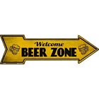 Welcome Beer Zone Novelty Metal Arrow Sign Directional 17" x 5" Wall Decor