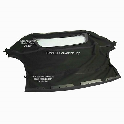 Fits BMW Z4 Soft Top Replacement & Glass Window Haartz Black  Vinyl 2003-08