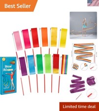 Colorful Dance Twirling Sticks - 12 Rainbow Ribbons for Artistic Expression