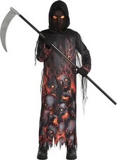 Lava Reaper Grim Ghoul Ghost Monster Robe Fancy Dress Up Halloween Child Costume