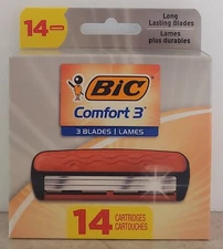 Comfort 3 Refill Razor Cartridges, Three-Blade Disposable Razors 14 Cartridges