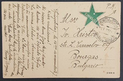 1927 AUSSIG ESPERANTO POSTAL La nueva fuente monumental enviada a Bulgaria - Imagen 2 de 3