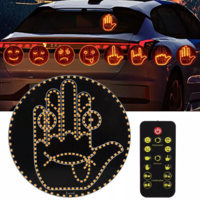 Finger Gesture Light with Remote LED Car Back Window Sign Hand Light Gift 2025