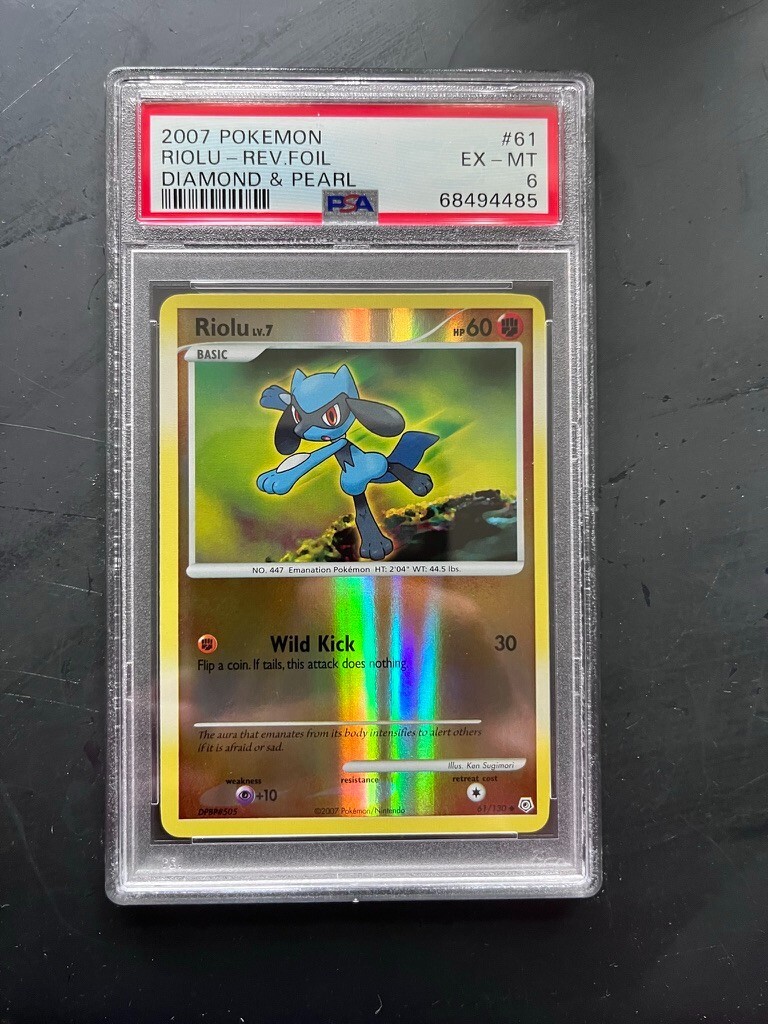 2007 Pokemon Diamond & Pearl Reverse Foil PSA 6 RIOLU #61