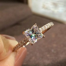 2.30 TCW Princess Cut DVVS1 Moissanite Engagement Ring in 14K Yellow Gold Plated
