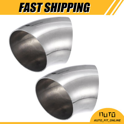 TWO 3'' 45° Mandrel Bend Elbow SS304 Stainless Steel Bend Exhaust Tube Universal