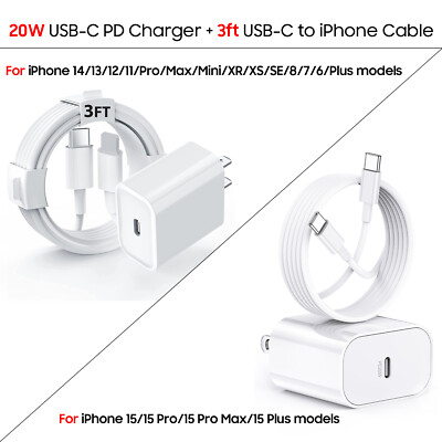 iPhone 17 16 15 14 13 12 11 Pro Max Fast Charger 20W USB-C Power