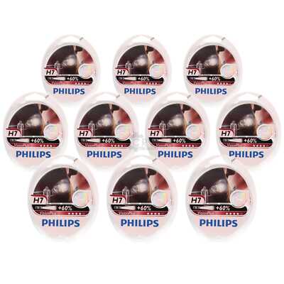 10x Philips Vision Plus +60% 2x H7 12V 55W PX26d