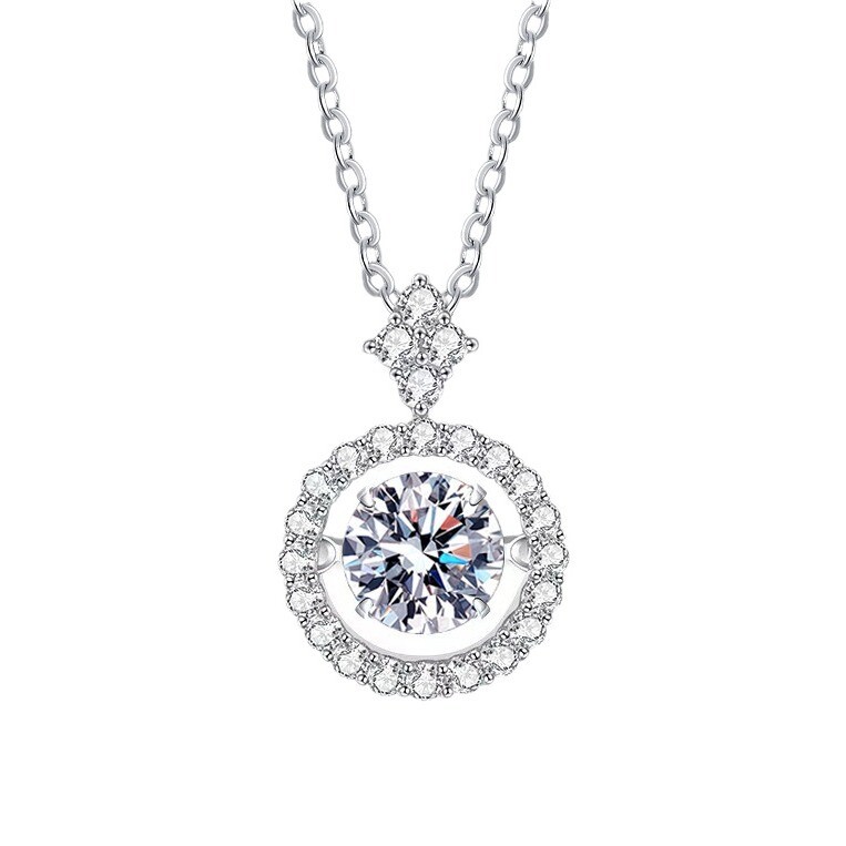1CT Genuine Moissanite Beating Heart Pendant Necklace in 925 Sterling Silver Certified for Women