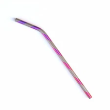 King Cage Titanium Straw - 8" Bend, Anodized Pink-Purple Twist Metal