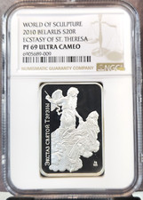 2010 BELARUS SILVER 20 ROUBLES ECSTASY OF SAINT THERESA NGC PF 69 ULTRA CAMEO