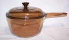 Pyrex Vision Corning Ware AMBER Glass 1.5 L/QT Sauce Pan Pot W/ Lid CLEAN U.S.A.