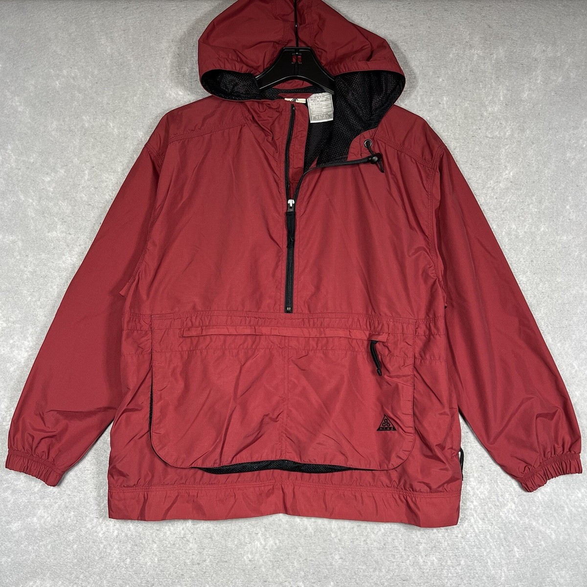 Nike ACG Woven Half-Zip Anorak Jacket Women Small Red Windbreaker 