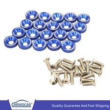 BLUE 20 PCS JDMSPEED ALUMINUM FENDER/BUMPER WASHER/BOLT ENGINE BAY DRESS UP KIT