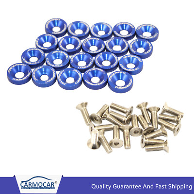 BLUE 20 PCS JDMSPEED ALUMINUM FENDER/BUMPER WASHER/BOLT ENGINE BAY DRESS UP KIT