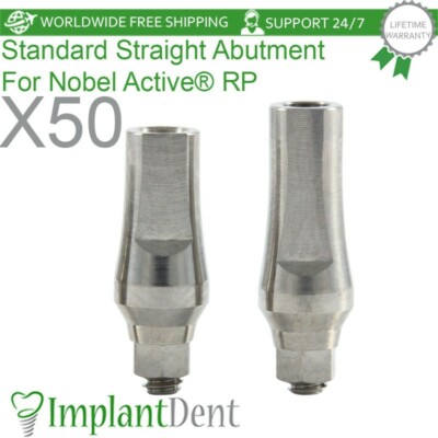 50x Dental Straight Prosthetic 4.0mm Regular Platform (RP) Conical Hex 2.65mm