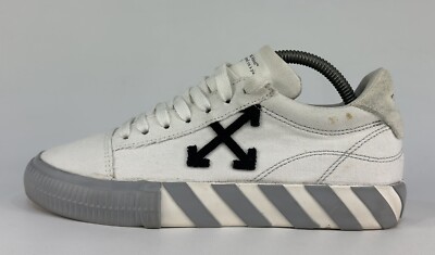 OFF-WHITE Vulc Low Canvas White Grey Womens Sneakers Size 37 US 7