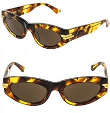BOTTEGA VENETA 1189 MITRE BV1189S Brown Havana Unisex Bold Oval Sunglasses 005