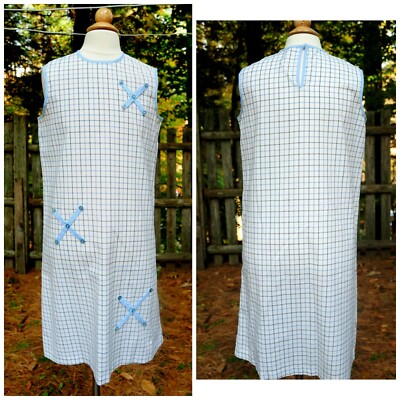 Vintage 60's Girls Blue & White Check Shift Sheath Dress Size 14/16 "X" Design | eBay Vintage 60's Girls Blue & White Check Shift Sheath Dress Size 14/16 "X" Design | eBay
