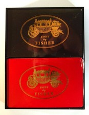 Cartes à jouer vintage NOS GM Fisher Body rouge et noir dans son étui plastique d'origine