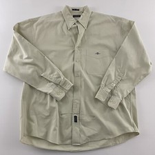 GANT Soft Twill Long Sleeve Cotton Button Front Shirt Men's Large Khaki Beige