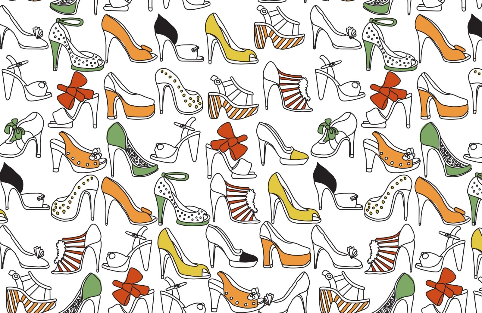 Fotomural DISEÑO NO TEJIDO (9067ah) Colores Zapatos Decoración Arte XXL Mural