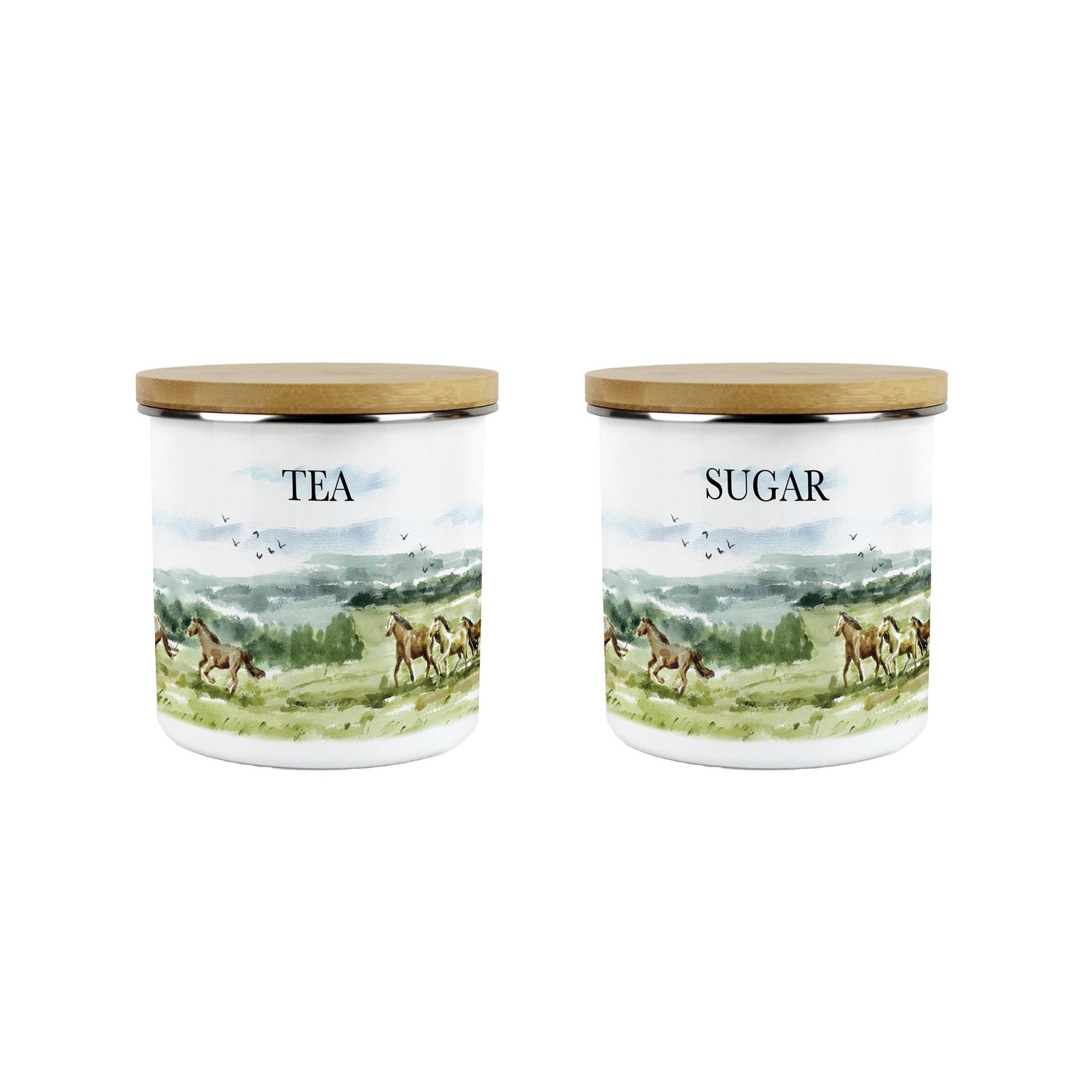 Wild Horses Tea & Sugar Canister Set - 600ml Kitchen Storage Horse Gifts